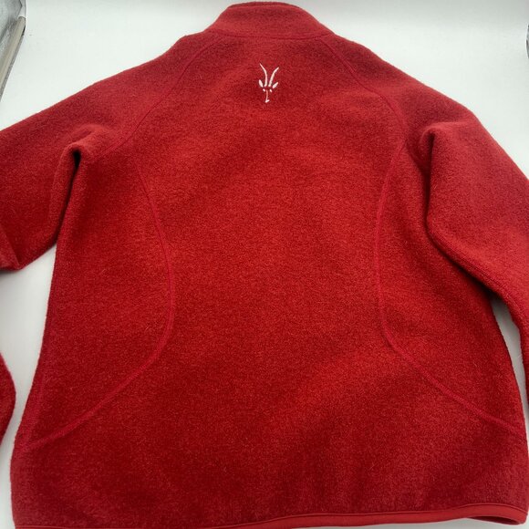 Ibex Wool Jacket Womens Large Red orange Full Zip Heavy USA Made Outdoor Hiking - Picture 5 of 9